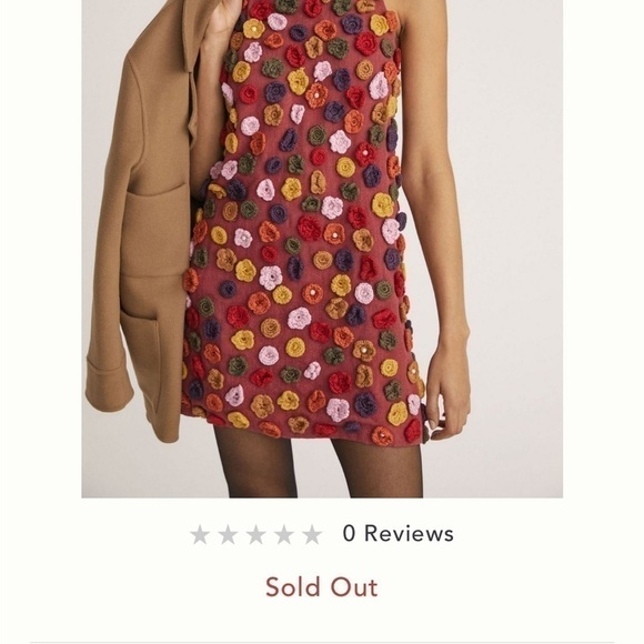 ANTHROPOLOGIE nwt guild kallos flower appliqué shift mini dress Sz 12 SOLD OUT - Picture 9 of 11